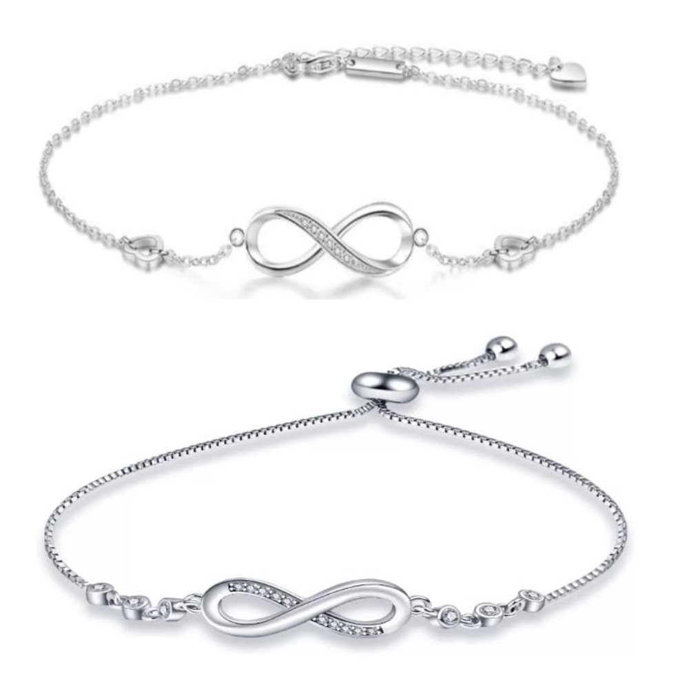 Infinity Bracelet AND Anklet Bracelet Sterling Silver TWO Items Ships USA